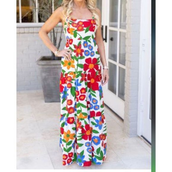🆕NWT✨SKIES ARE BLUE✨PRIME FLORAL SLEEVELESS MAXI SUNDRESS - Picture 1 of 5